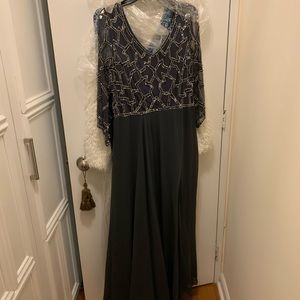 Grey Sequin Floor Length Dress